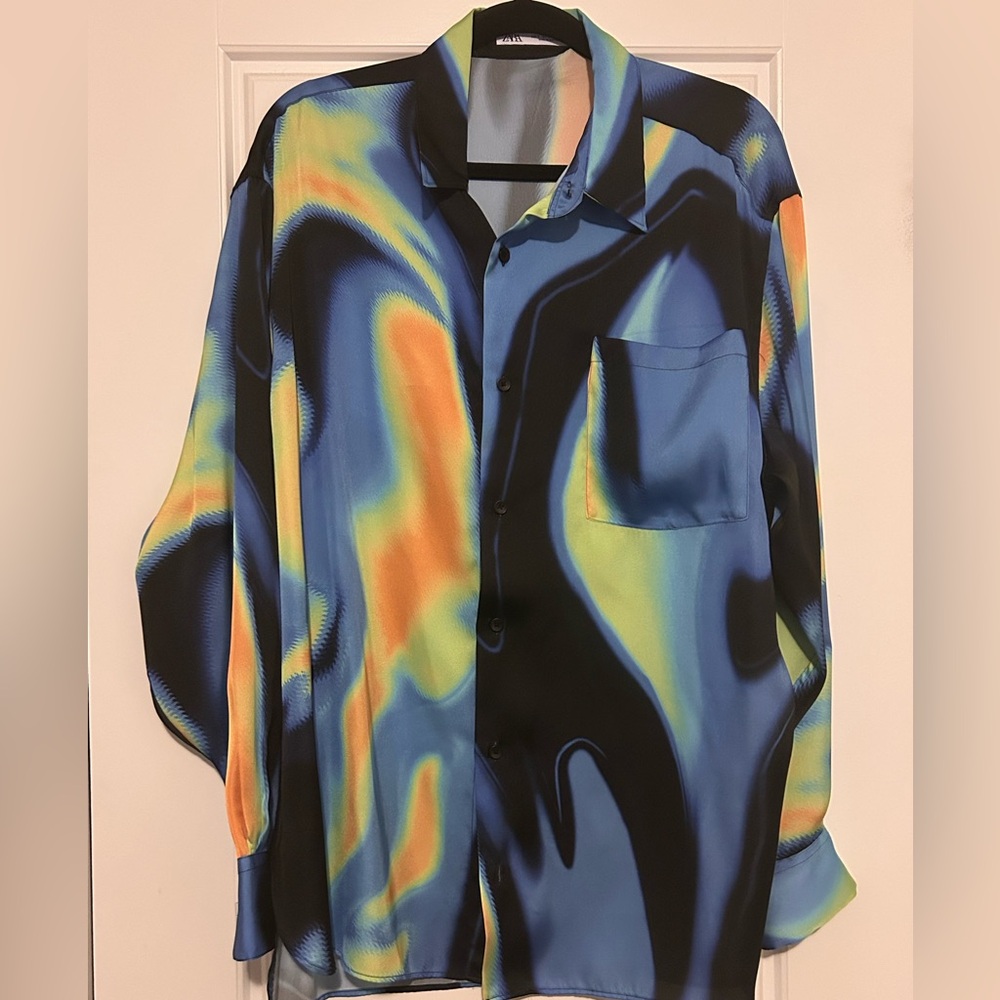 Zara Multicolor Thermal Satin Shirt